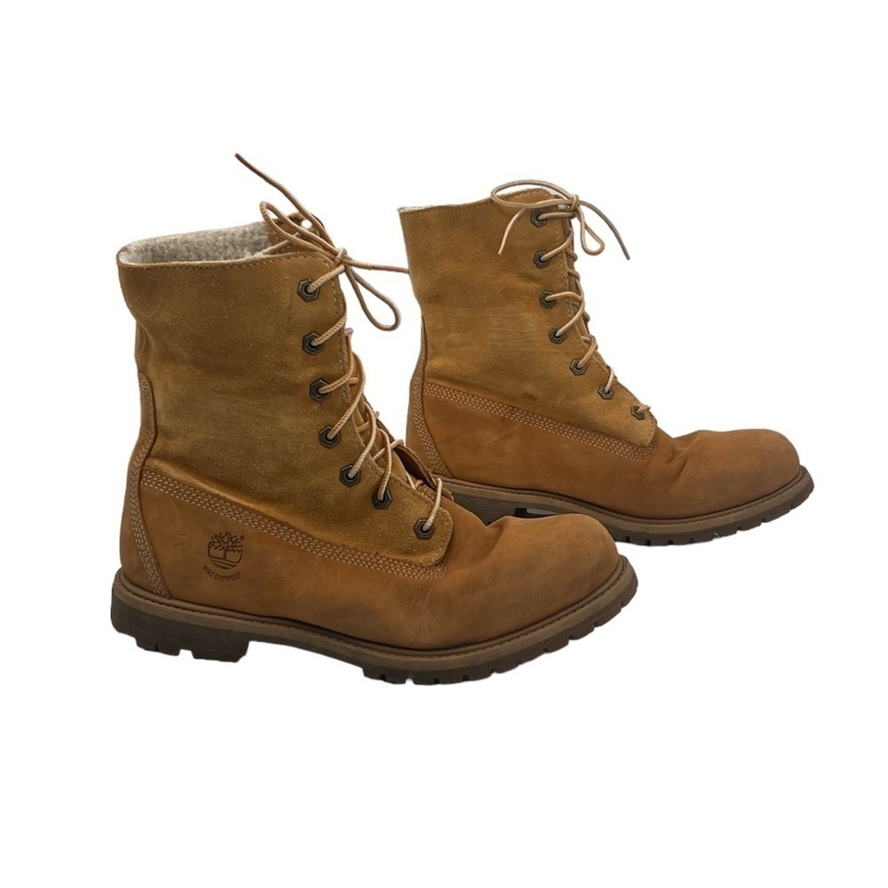 Timberland Teddy Fleece Fold Down Wheat Nubuck Leather Boots Size 9.5 Women's